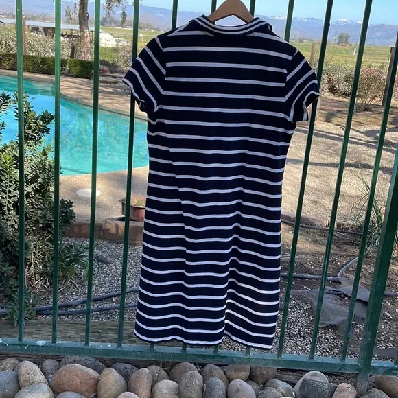 Do it all day dress! Lands End Polo Dress Black/White Stripes Size M (10-12) - Picture 2 of 5